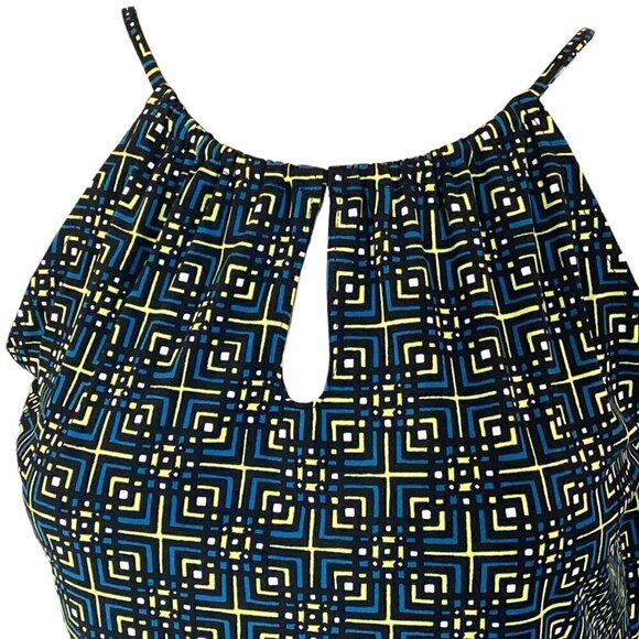 Banana Republic Halter Top Sz S Geometric Print Keyhole Neck 254E - Picture 5 of 8